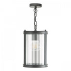 Bianka Ceiling Pendant Light in Matt Black Finish With Ribbed Glass Panels BIA0122