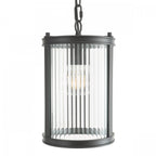 Bianka Ceiling Pendant Light in Matt Black Finish With Ribbed Glass Panels BIA0122