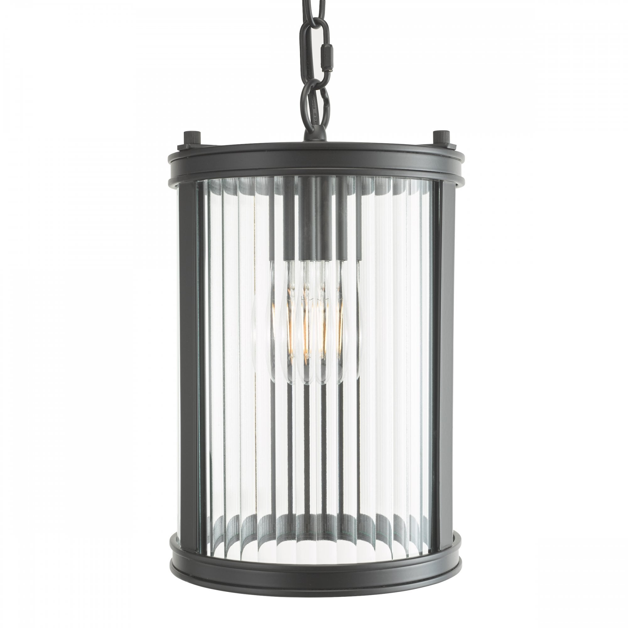 Bianka Ceiling Pendant Light in Matt Black Finish With Ribbed Glass Panels BIA0122