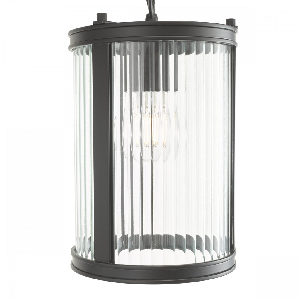 Bianka Ceiling Pendant Light in Matt Black Finish With Ribbed Glass Panels BIA0122