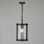 Bianka Ceiling Pendant Light in Matt Black Finish With Ribbed Glass Panels BIA0122