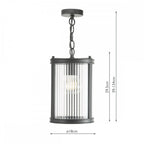 Bianka Ceiling Pendant Light in Matt Black Finish With Ribbed Glass Panels BIA0122