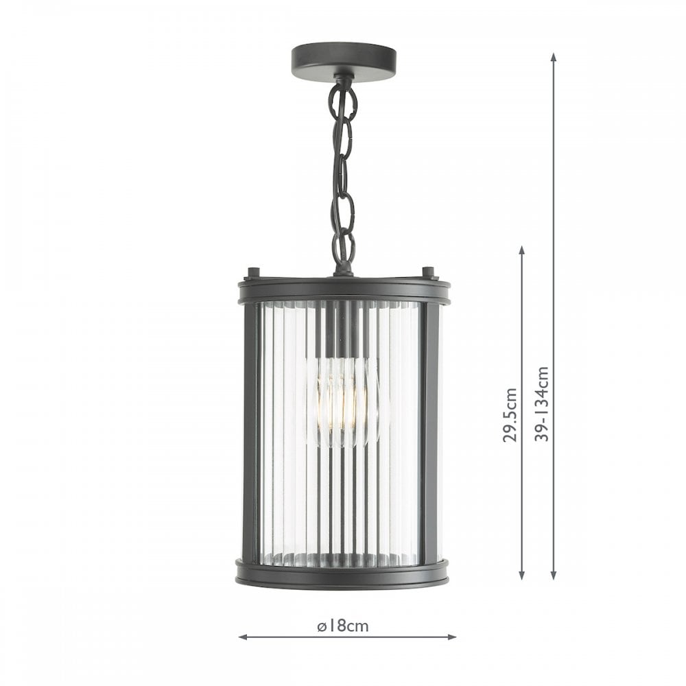 Bianka Ceiling Pendant Light in Matt Black Finish With Ribbed Glass Panels BIA0122