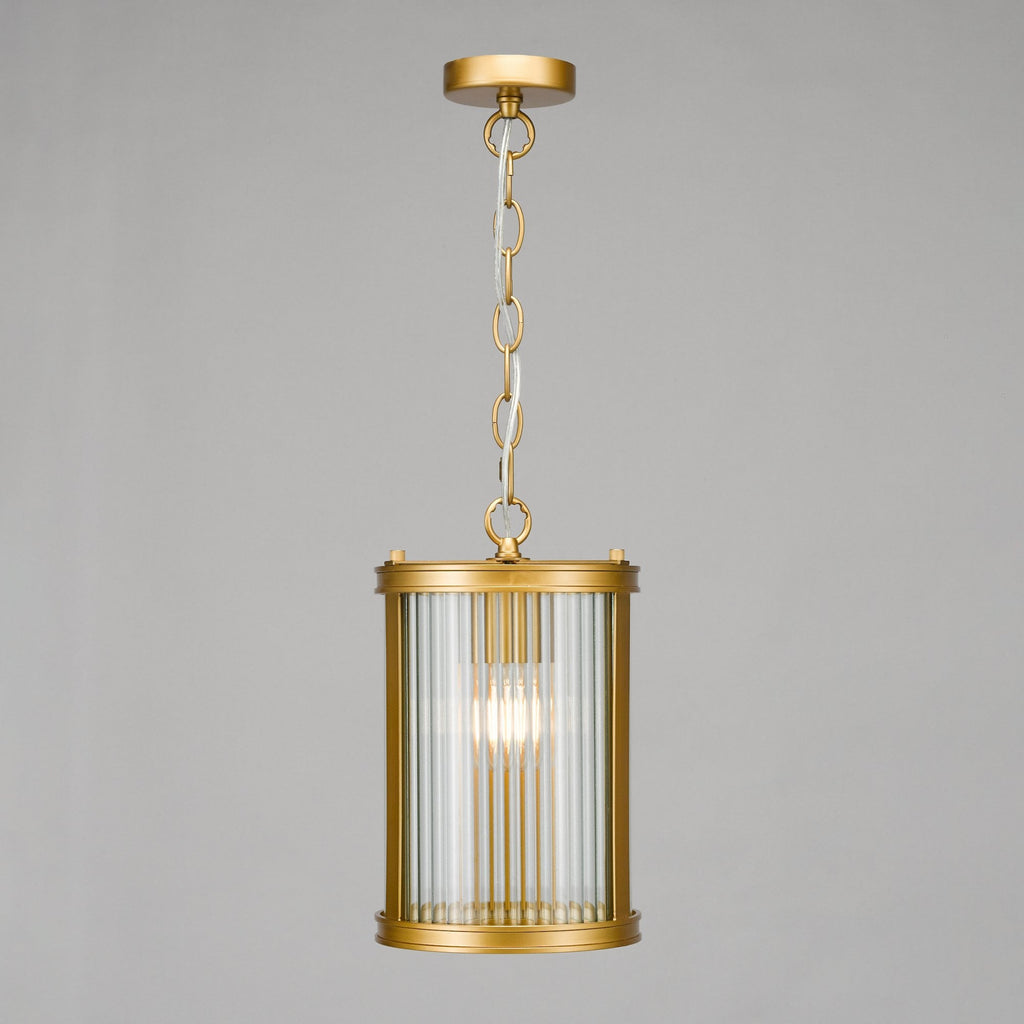 Bianka Ceiling Pendant Light In Bronze Finish With Ribbed Glass BIA0163