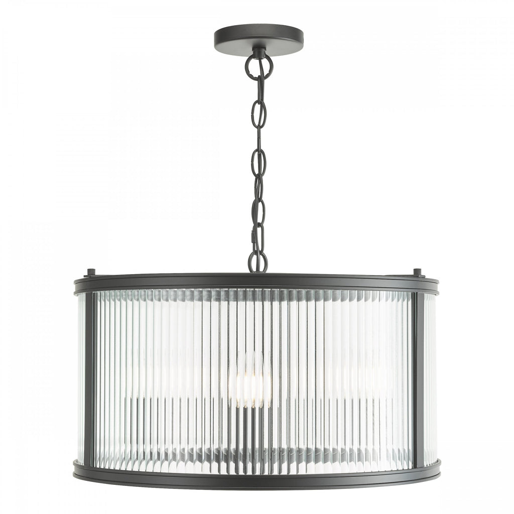 Bianka 3 Light Ceiling Pendant Light In Matt Black Finish With Ribbed Glass Panels BIA0322