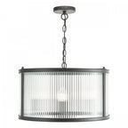 Bianka 3 Light Ceiling Pendant Light In Matt Black Finish With Ribbed Glass Panels BIA0322