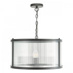 Bianka 3 Light Ceiling Pendant Light In Matt Black Finish With Ribbed Glass Panels BIA0322