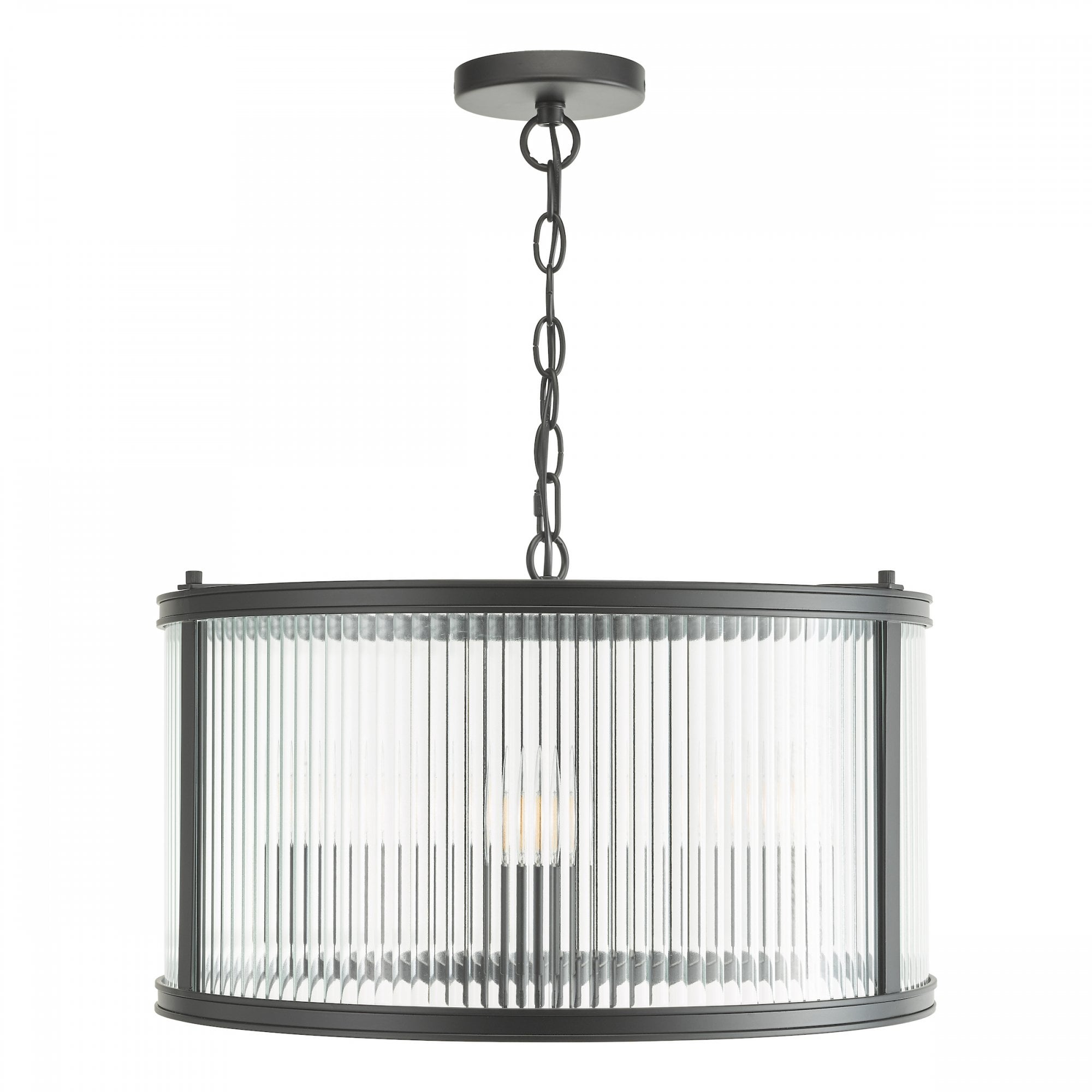 Bianka 3 Light Ceiling Pendant Light In Matt Black Finish With Ribbed Glass Panels BIA0322