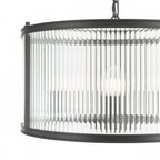 Bianka 3 Light Ceiling Pendant Light In Matt Black Finish With Ribbed Glass Panels BIA0322