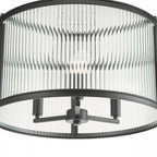 Bianka 3 Light Ceiling Pendant Light In Matt Black Finish With Ribbed Glass Panels BIA0322