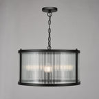 Bianka 3 Light Ceiling Pendant Light In Matt Black Finish With Ribbed Glass Panels BIA0322