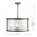 Bianka 3 Light Ceiling Pendant Light In Matt Black Finish With Ribbed Glass Panels BIA0322