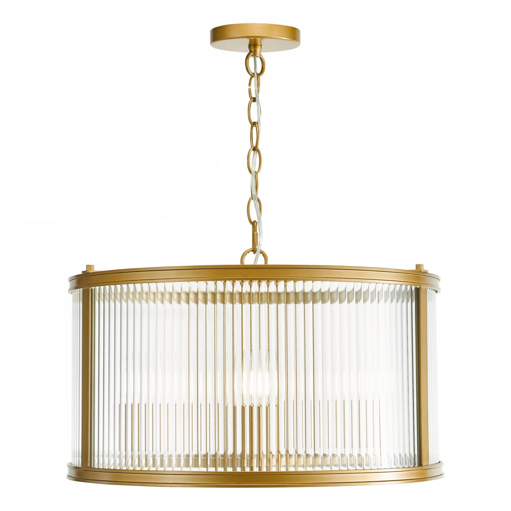 Bianka 3 Light Ceiling Pendant Light In Bronze Finish With Ribbed Glass Panels BIA0363
