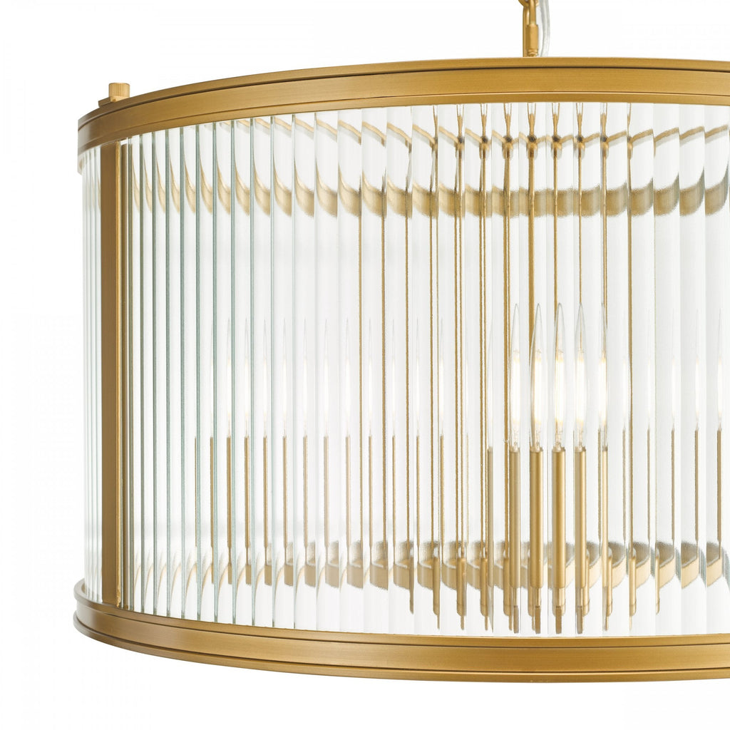 Bianka 3 Light Ceiling Pendant Light In Bronze Finish With Ribbed Glass Panels BIA0363