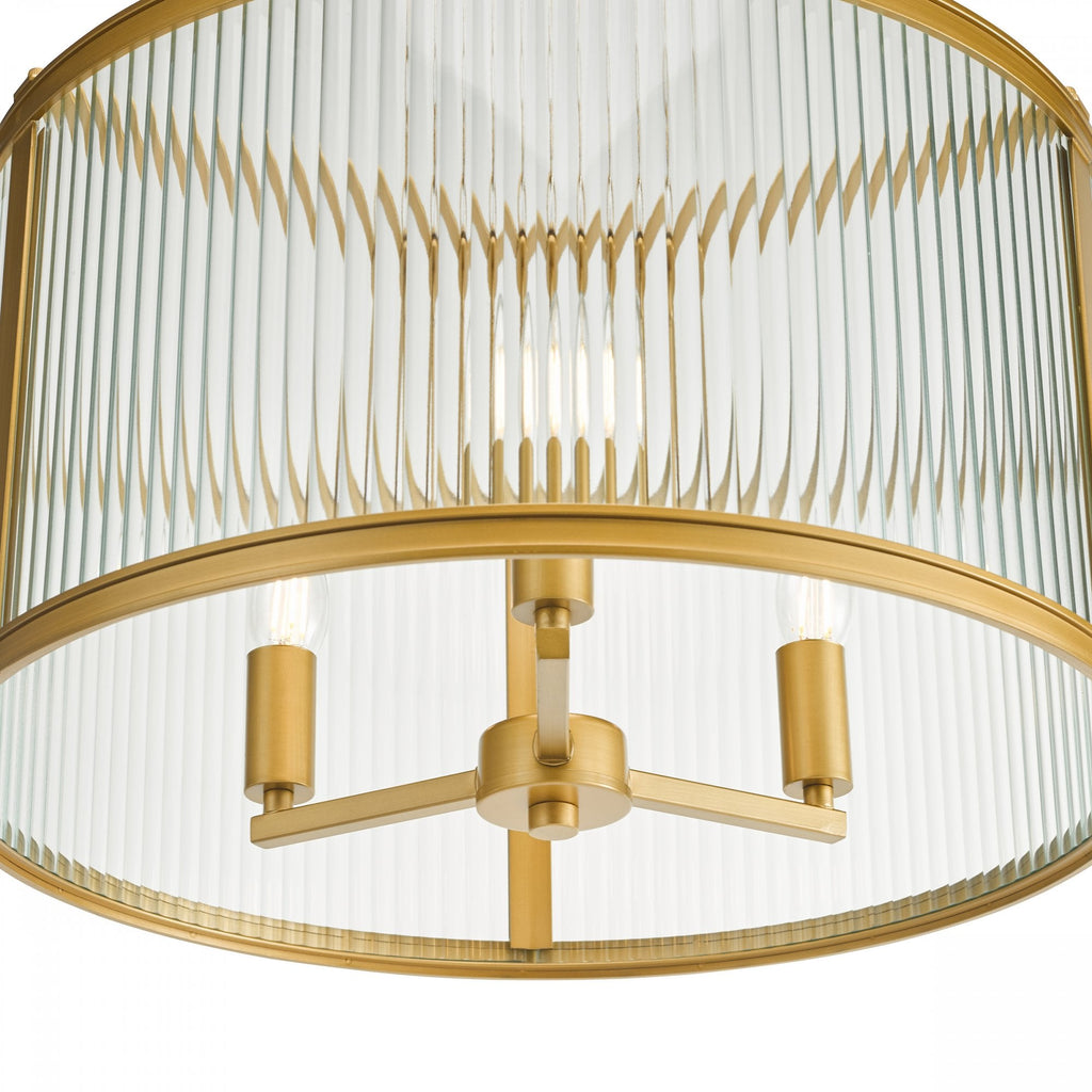 Bianka 3 Light Ceiling Pendant Light In Bronze Finish With Ribbed Glass Panels BIA0363