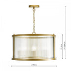 Bianka 3 Light Ceiling Pendant Light In Bronze Finish With Ribbed Glass Panels BIA0363