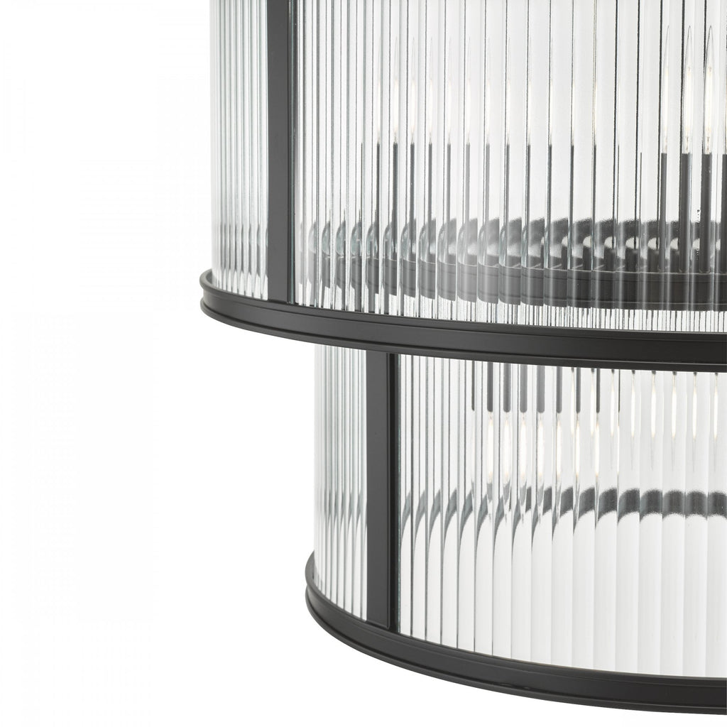 Bianka 6 Light Ceiling Pendant Light In Matt Black Finish With Ribbed Glass Panels BIA0622