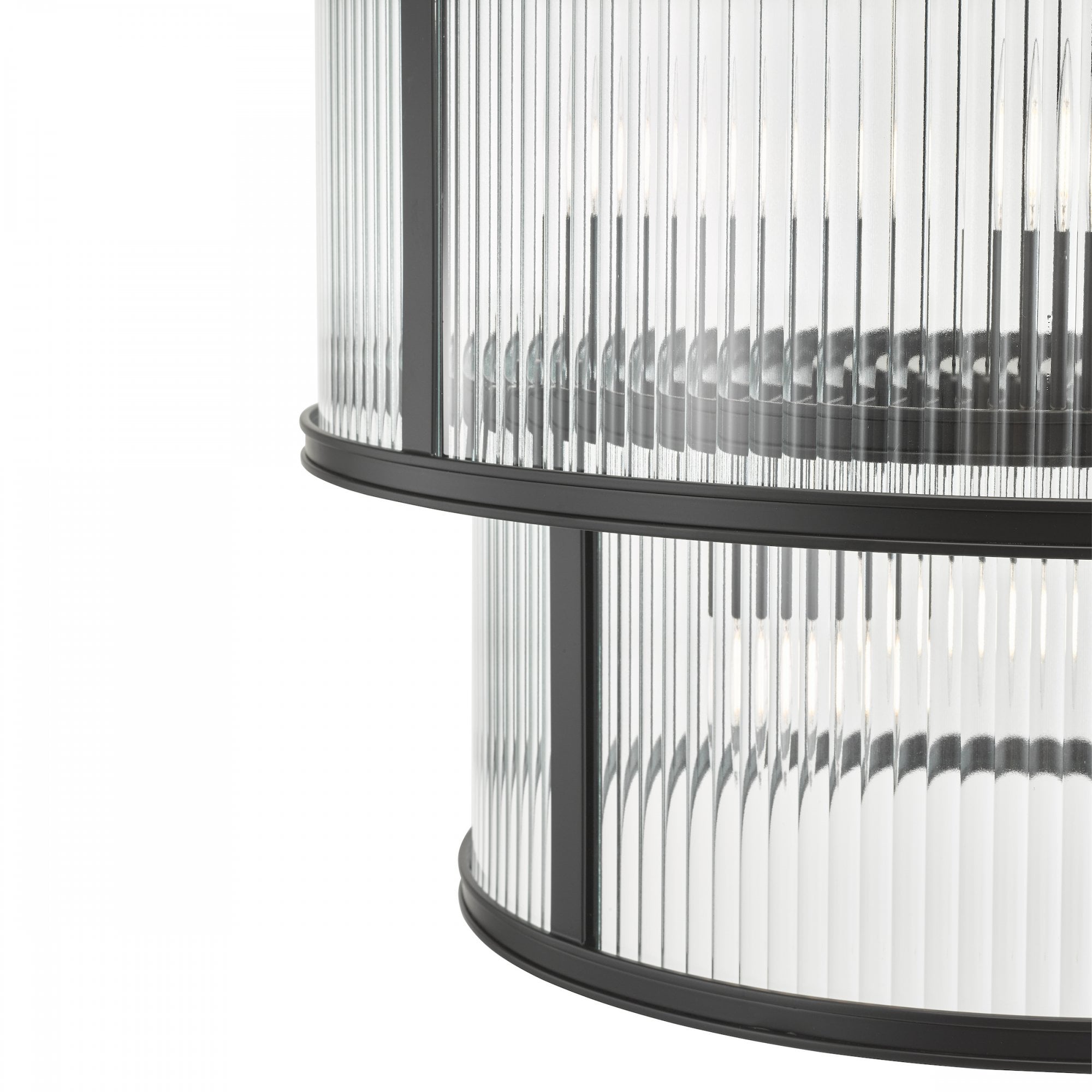 Bianka 6 Light Ceiling Pendant Light In Matt Black Finish With Ribbed Glass Panels BIA0622