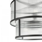 Bianka 6 Light Ceiling Pendant Light In Matt Black Finish With Ribbed Glass Panels BIA0622