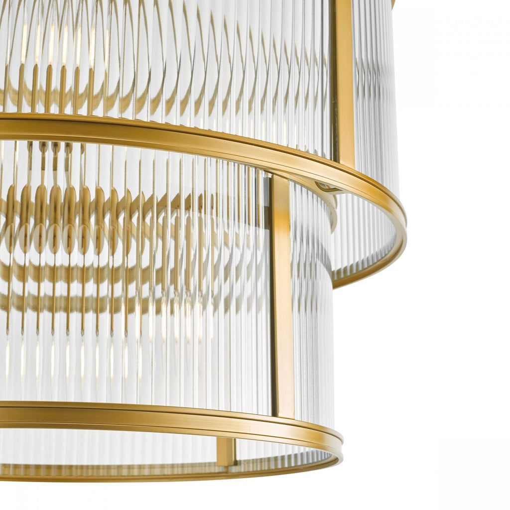 Bianka 6 Light Ceiling Pendant Light In Bronze Finish With Ribbed Glass Panels BIA0663