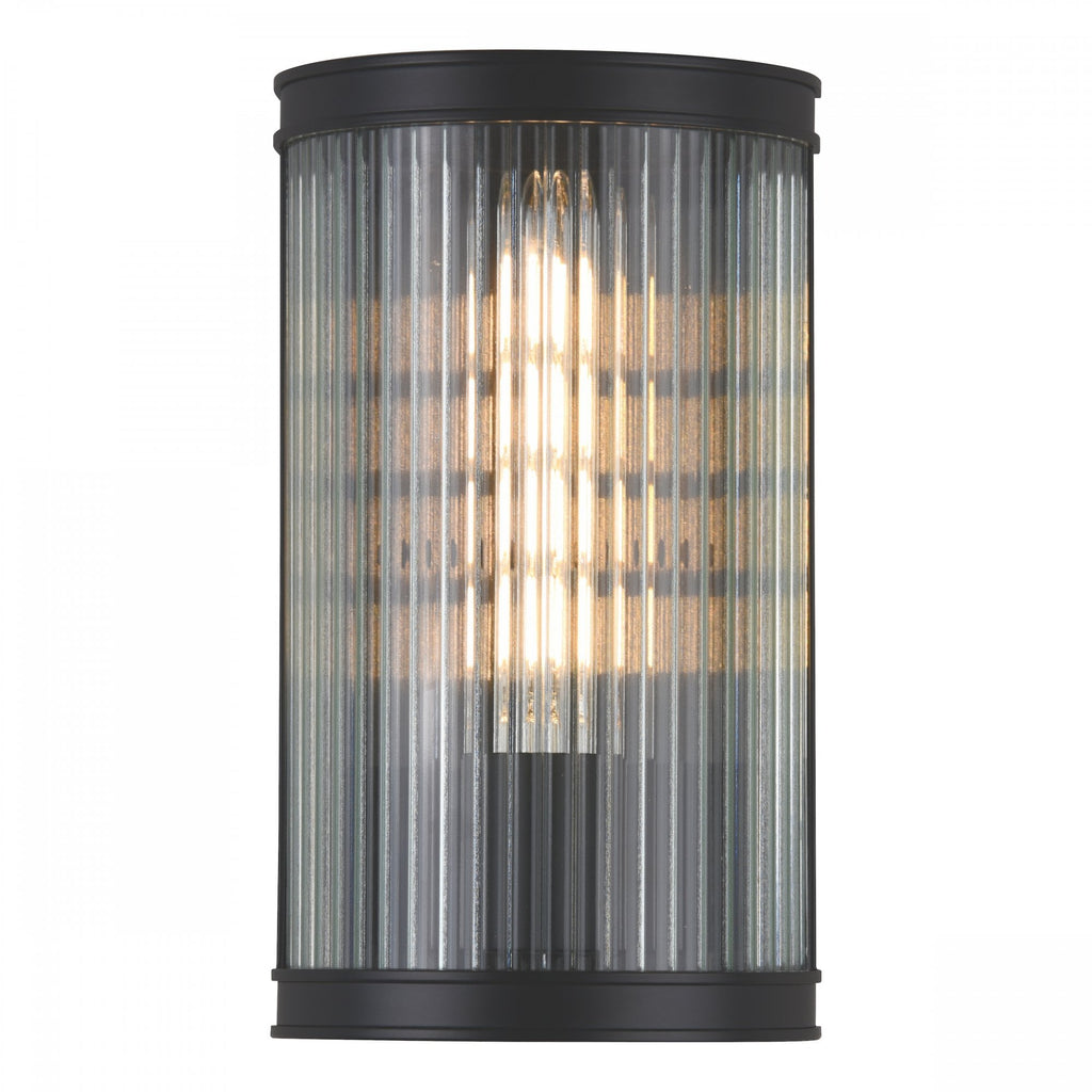 Bianka Wall Light in Matt Black Finish With Ribbed Glass Panel BIA0722