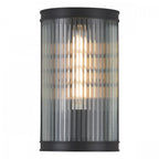 Bianka Wall Light in Matt Black Finish With Ribbed Glass Panel BIA0722