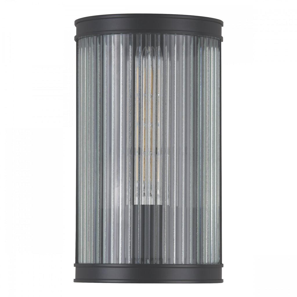 Bianka Wall Light in Matt Black Finish With Ribbed Glass Panel BIA0722