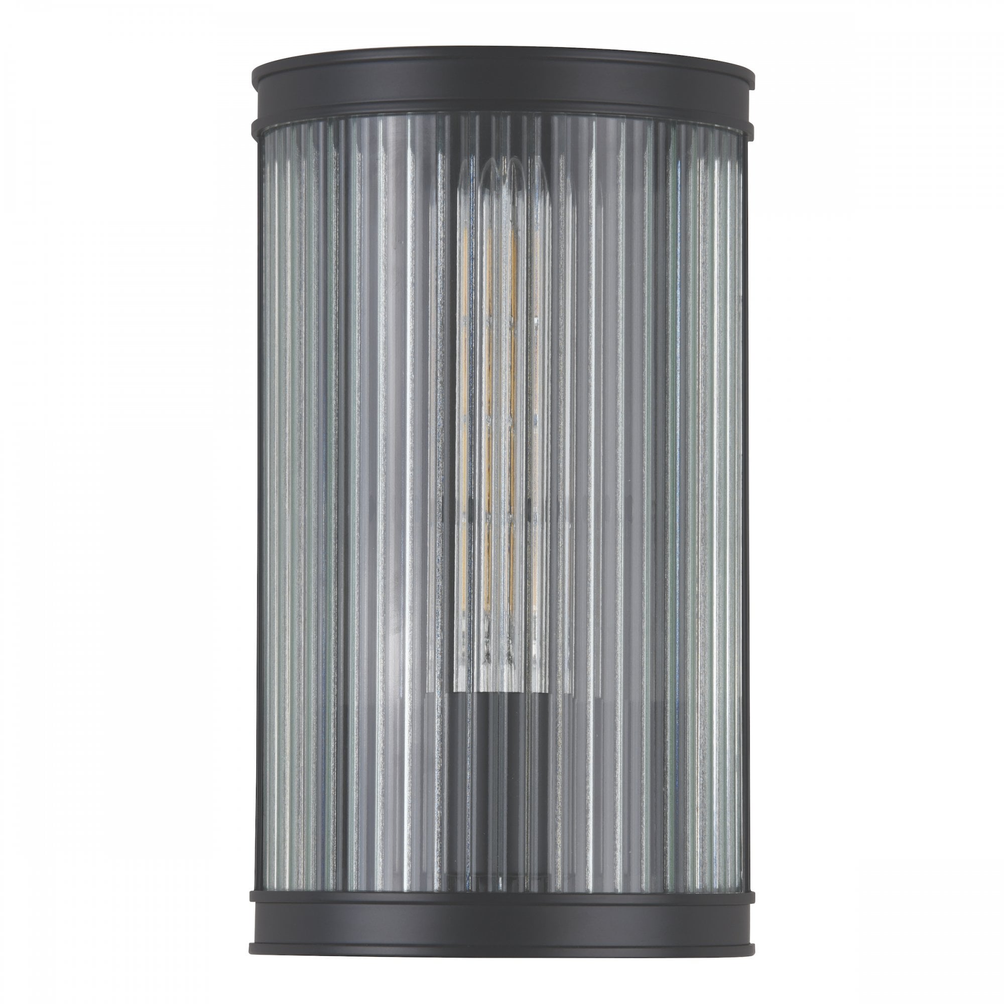 Bianka Wall Light in Matt Black Finish With Ribbed Glass Panel BIA0722