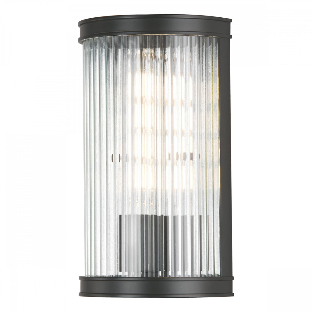 Bianka Wall Light in Matt Black Finish With Ribbed Glass Panel BIA0722