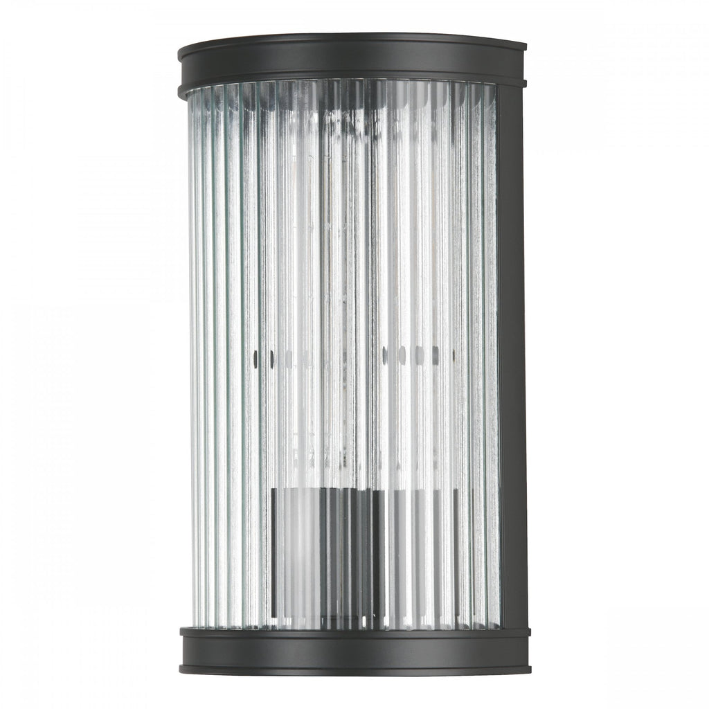 Bianka Wall Light in Matt Black Finish With Ribbed Glass Panel BIA0722