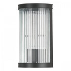 Bianka Wall Light in Matt Black Finish With Ribbed Glass Panel BIA0722
