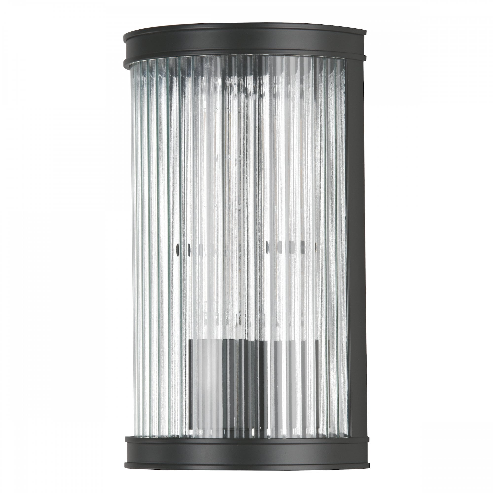 Bianka Wall Light in Matt Black Finish With Ribbed Glass Panel BIA0722