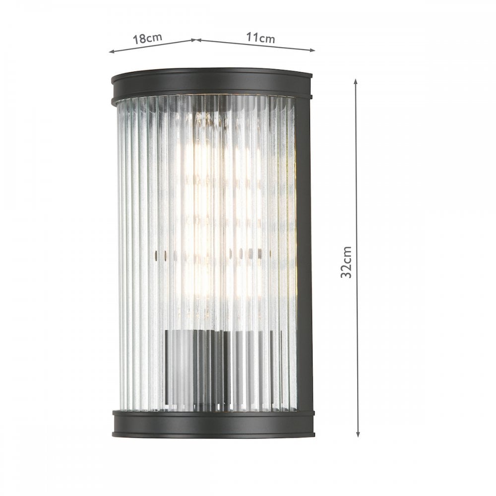 Bianka Wall Light in Matt Black Finish With Ribbed Glass Panel BIA0722