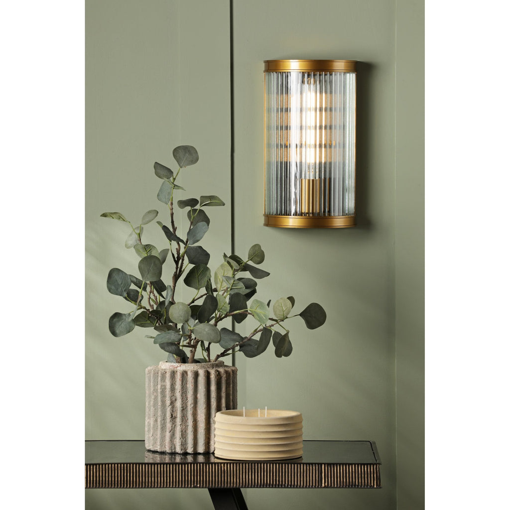 Bianka Wall Light In Bronze Finish With Ribbed Glass Panel BIA0763