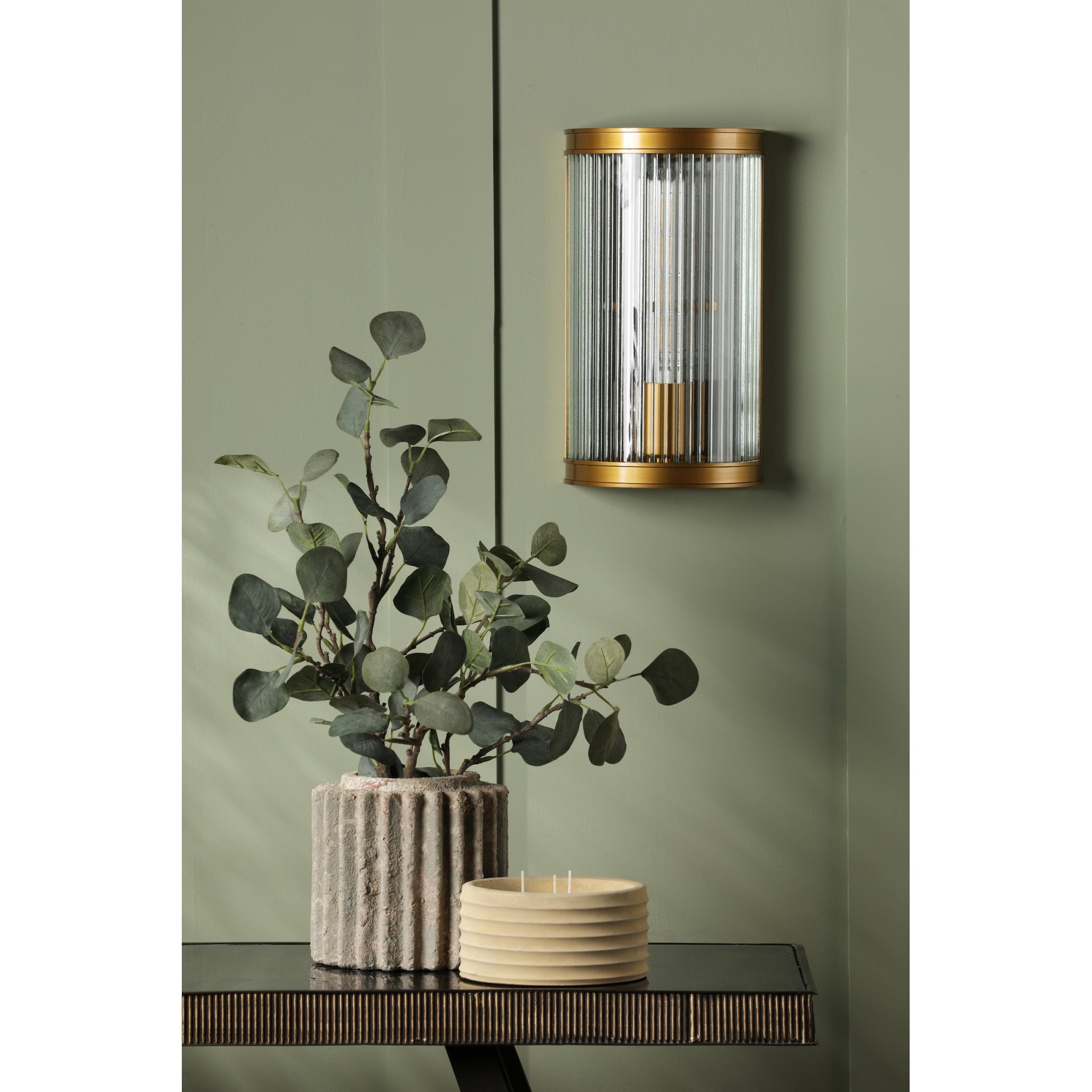 Bianka Wall Light In Bronze Finish With Ribbed Glass Panel BIA0763