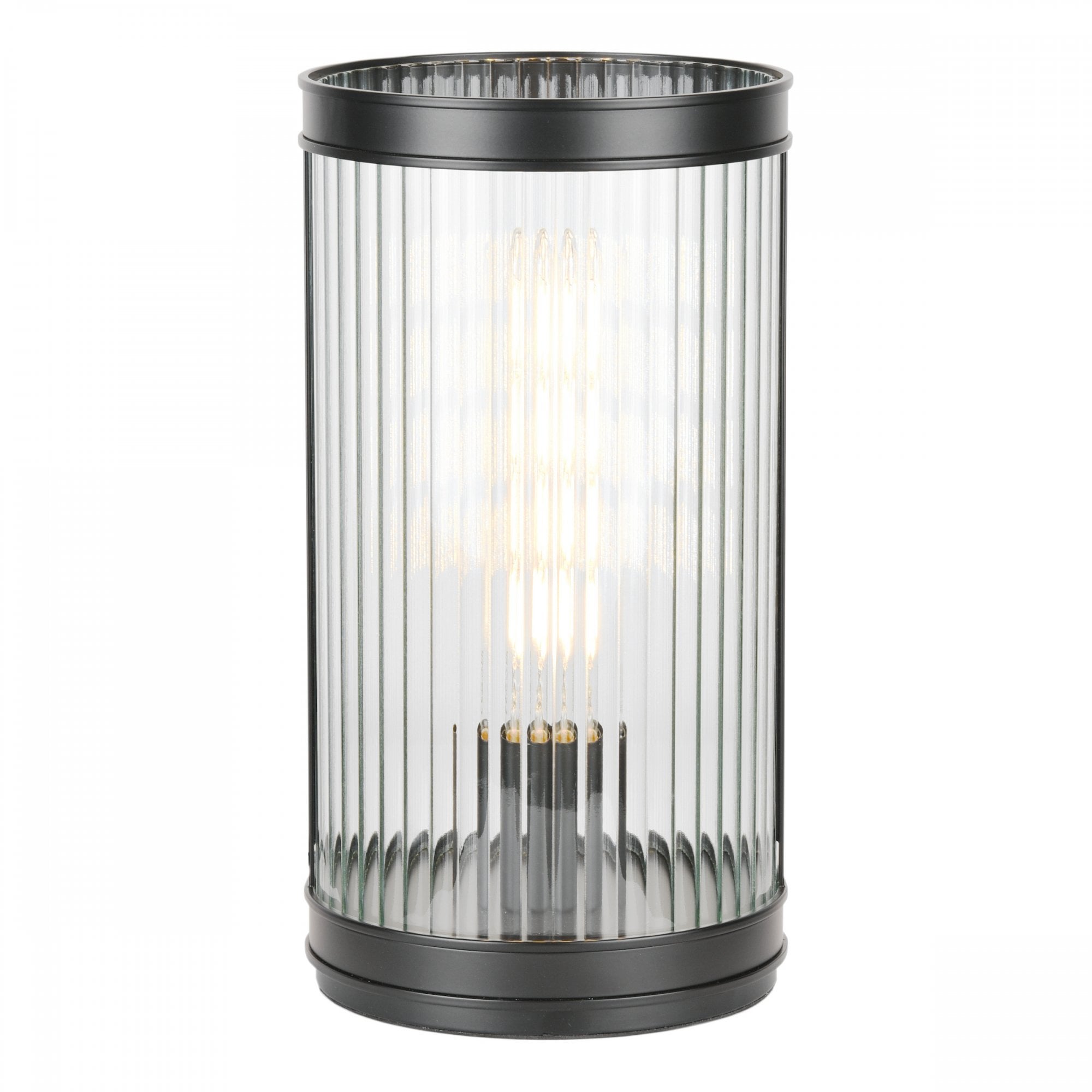 Bianka Table Lamp In Matt Black Finish With Ribbed Glass Shade BIA4222
