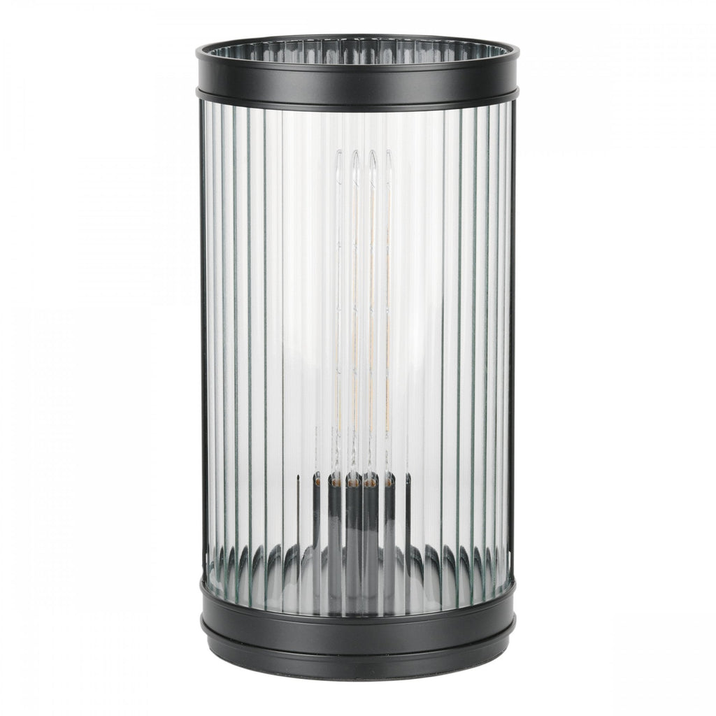 Bianka Table Lamp In Matt Black Finish With Ribbed Glass Shade BIA4222