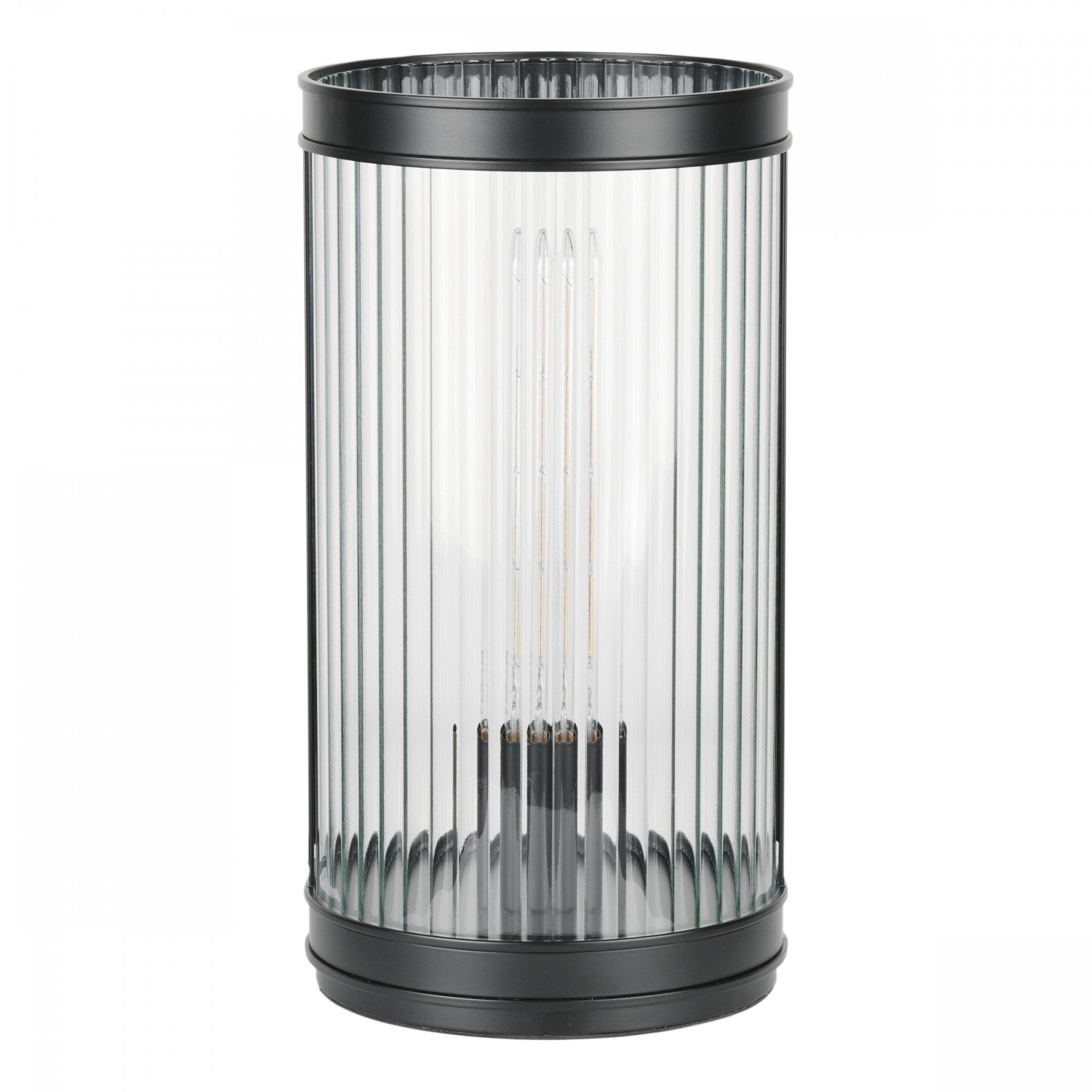 Bianka Table Lamp In Matt Black Finish With Ribbed Glass Shade BIA4222