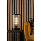Bianka Table Lamp In Matt Black Finish With Ribbed Glass Shade BIA4222