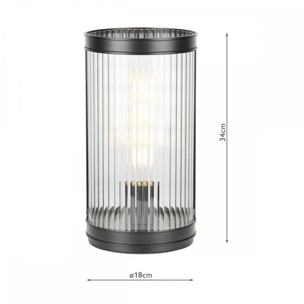 Bianka Table Lamp In Matt Black Finish With Ribbed Glass Shade BIA4222