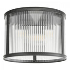 Bianka 3 Light Flush Ceiling Light In Matt Black Finish With Ribbed Glass Panels BIA5322