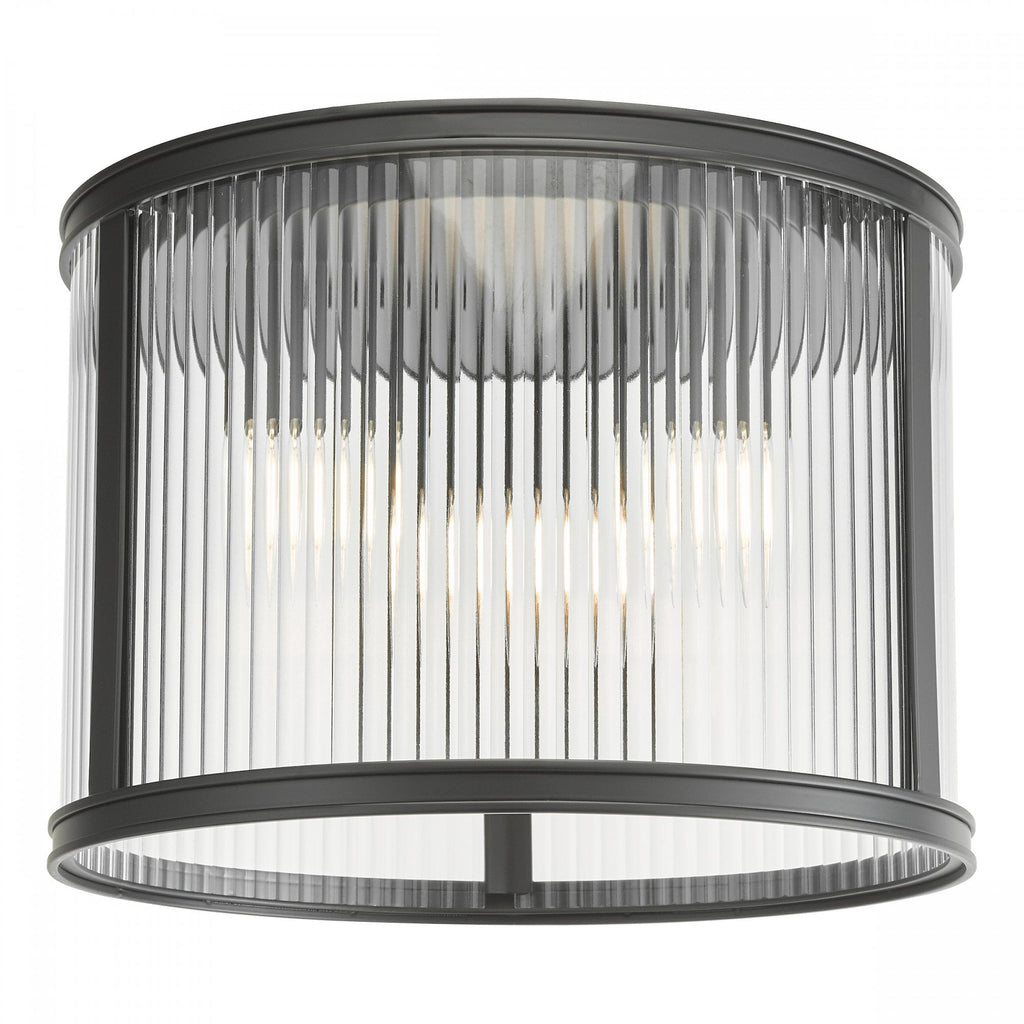 Bianka 3 Light Flush Ceiling Light In Matt Black Finish With Ribbed Glass Panels BIA5322