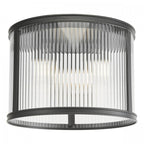 Bianka 3 Light Flush Ceiling Light In Matt Black Finish With Ribbed Glass Panels BIA5322