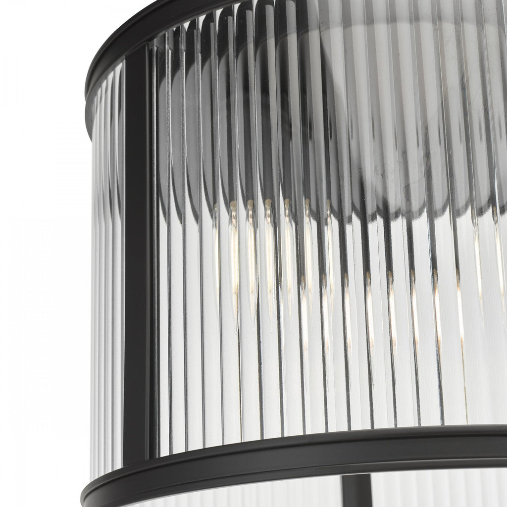 Bianka 3 Light Flush Ceiling Light In Matt Black Finish With Ribbed Glass Panels BIA5322