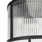 Bianka 3 Light Flush Ceiling Light In Matt Black Finish With Ribbed Glass Panels BIA5322