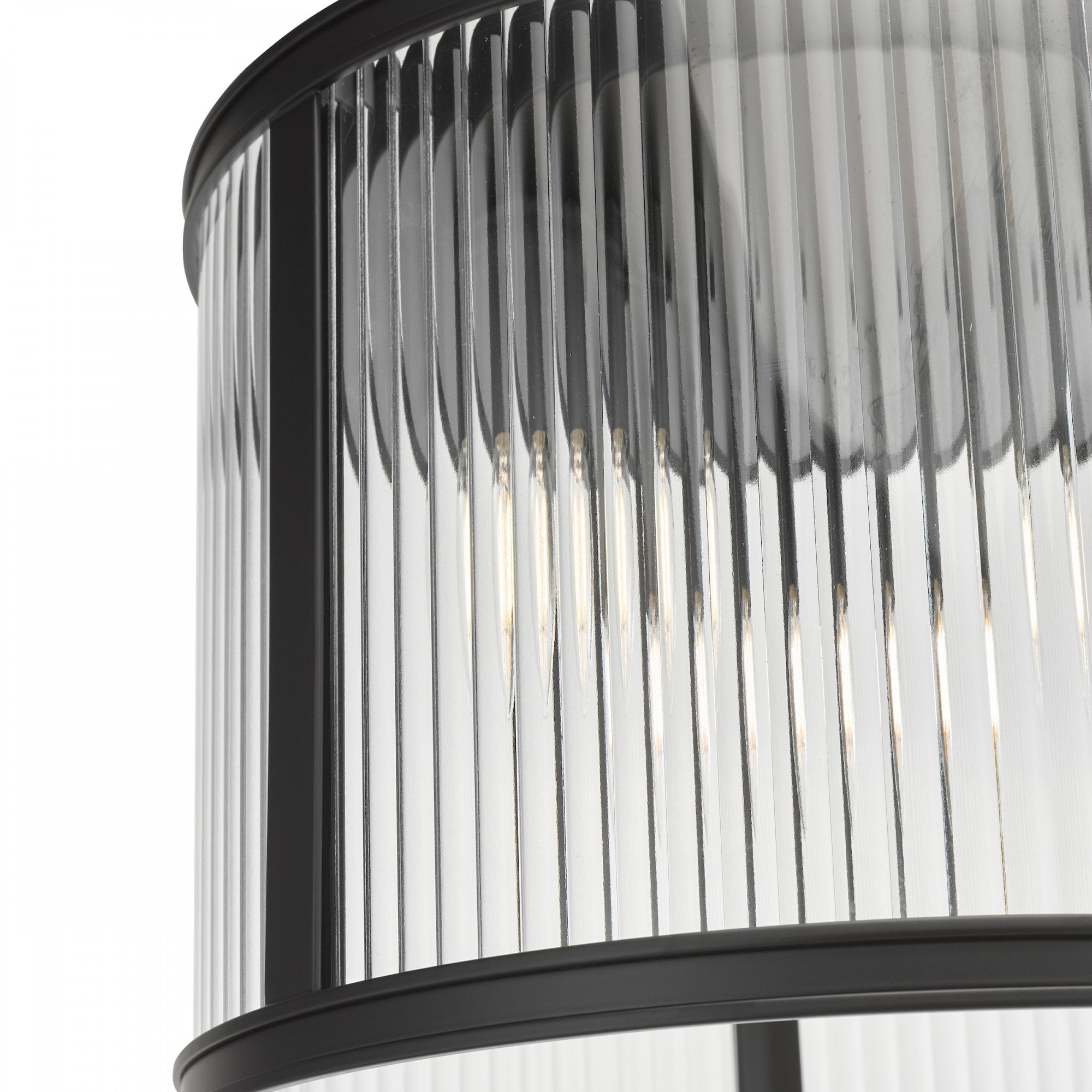 Bianka 3 Light Flush Ceiling Light In Matt Black Finish With Ribbed Glass Panels BIA5322