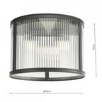 Bianka 3 Light Flush Ceiling Light In Matt Black Finish With Ribbed Glass Panels BIA5322