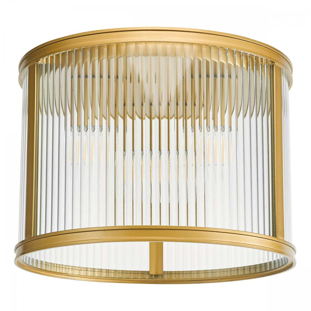 Bianka 3 Light Flush Ceiling Light In Bronze Finish With Ribbed Glass Panels BIA5363