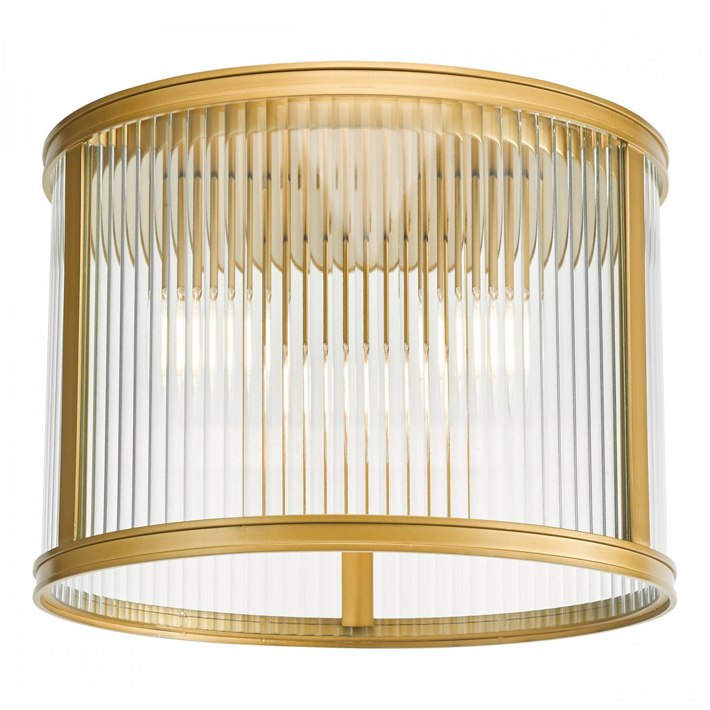 Bianka 3 Light Flush Ceiling Light In Bronze Finish With Ribbed Glass Panels BIA5363