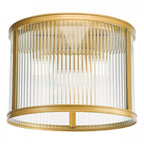 Bianka 3 Light Flush Ceiling Light In Bronze Finish With Ribbed Glass Panels BIA5363